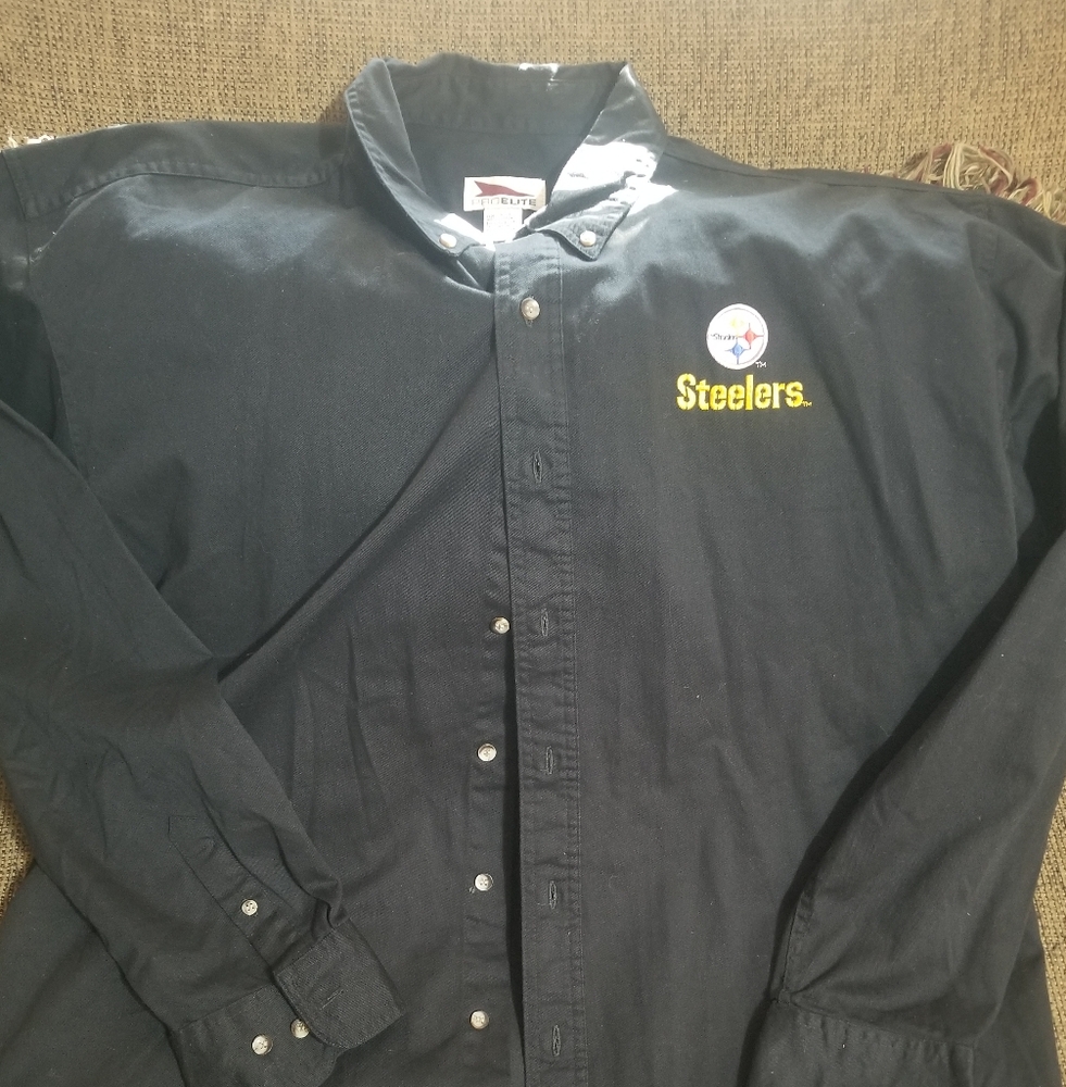 MEN'S PRO -ELITE PITTSBURGH STEELERS BUTTON' UP. LONG SLEEVE SHIRT SZ.XXL